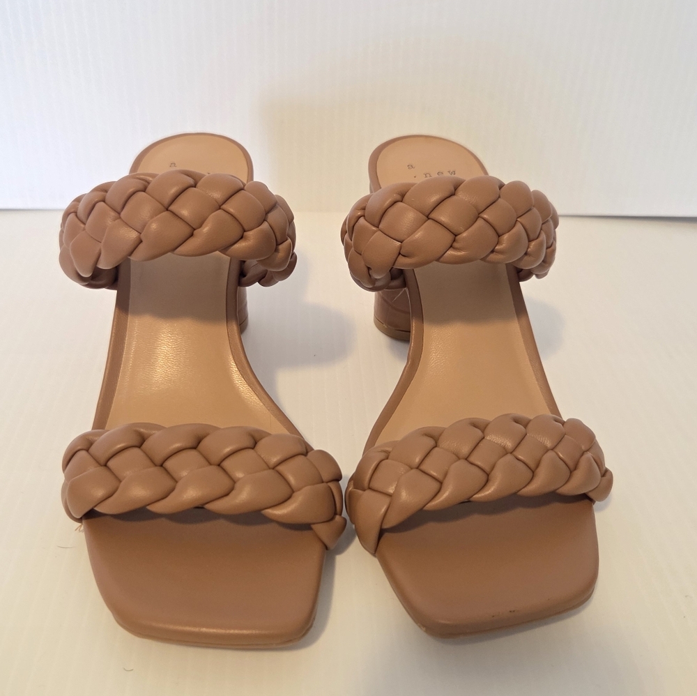 a. new day - Basil Heel Sandals, Size 6.5, Camel